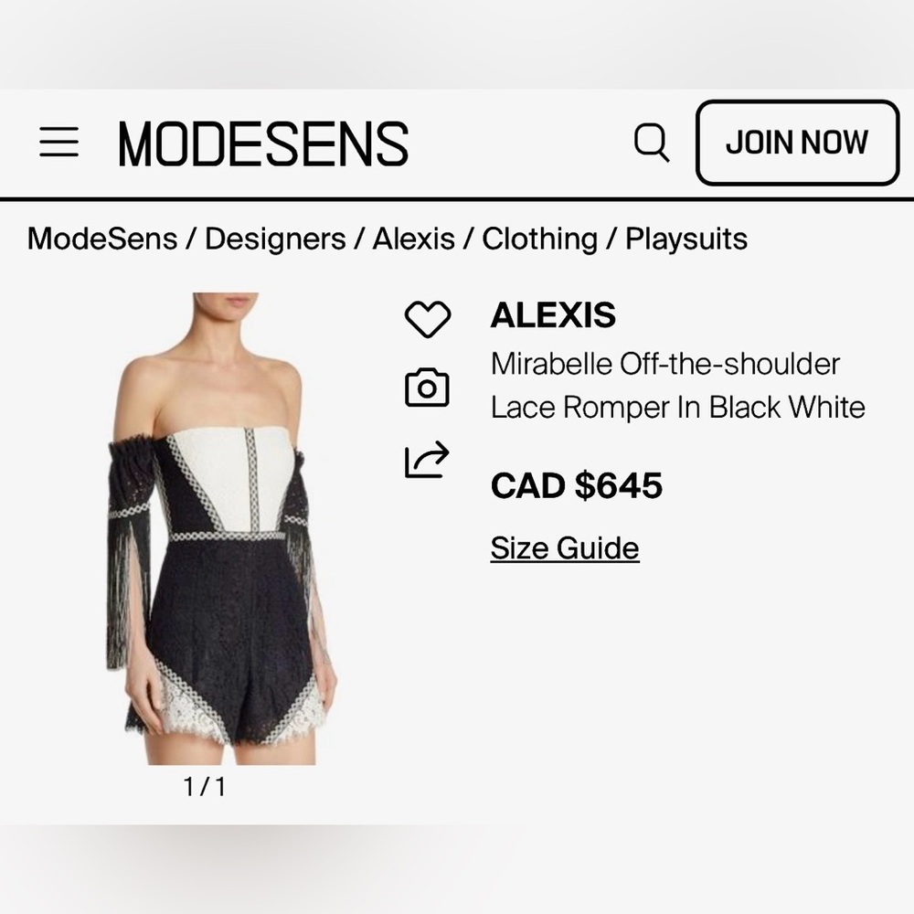 Alexis Mirabelle Black and White Lace Romper